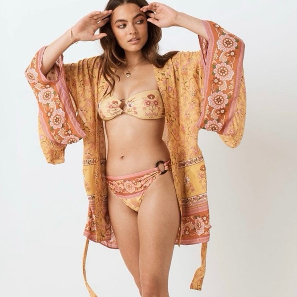 Spell And The Gypsy Collective Portobello Road Kimono Floral Yellow Robe, Small - Picture 4 of 16